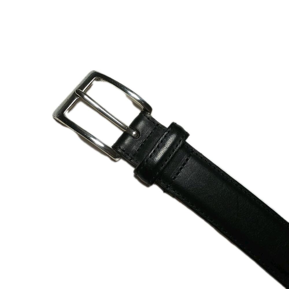 LL Bean Black Leather Dress Belt Mens Size 38/95 Made In Turkey Silver Buckle